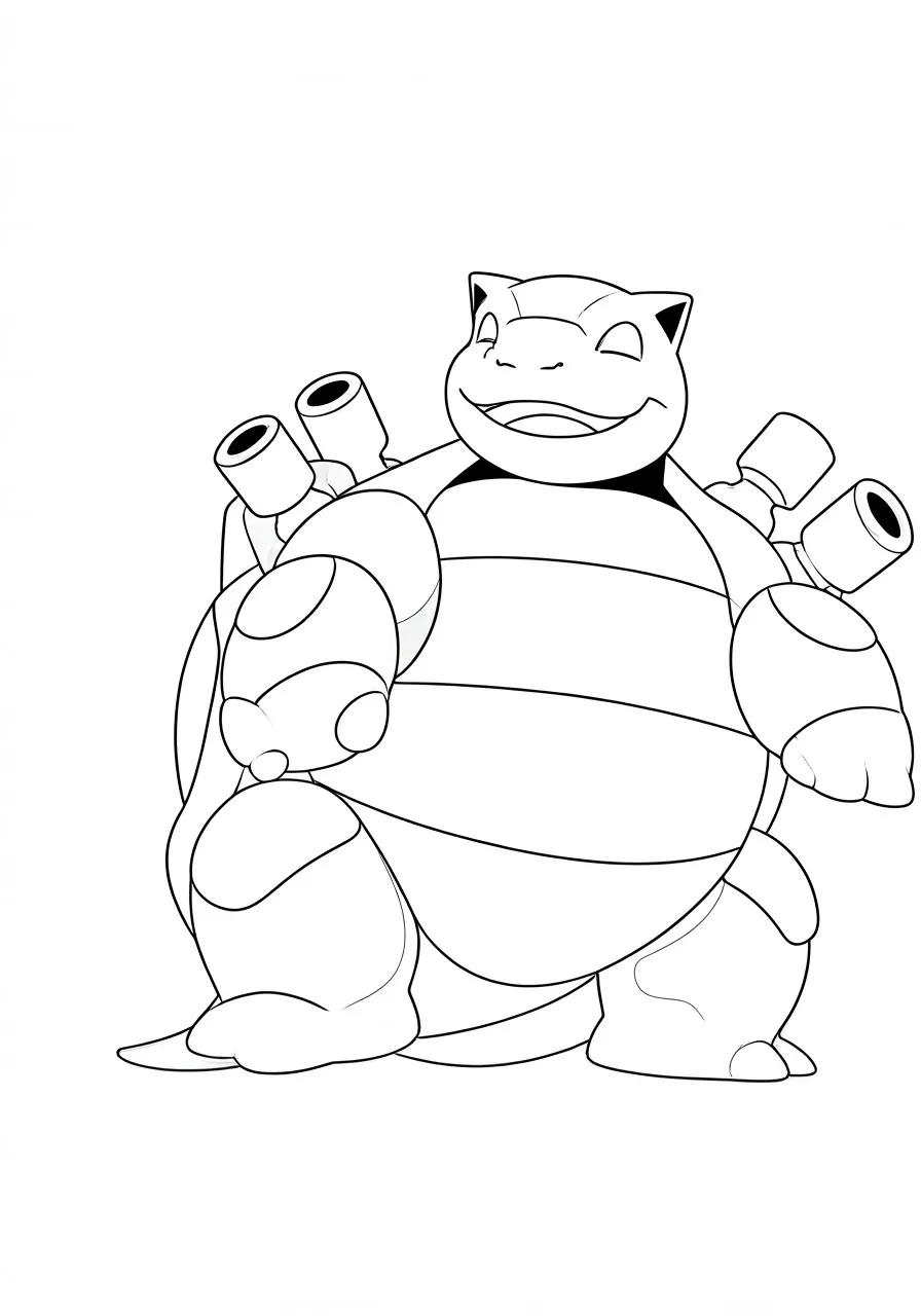 Blastoise smiling and walking, blastoise coloring pages - 2567