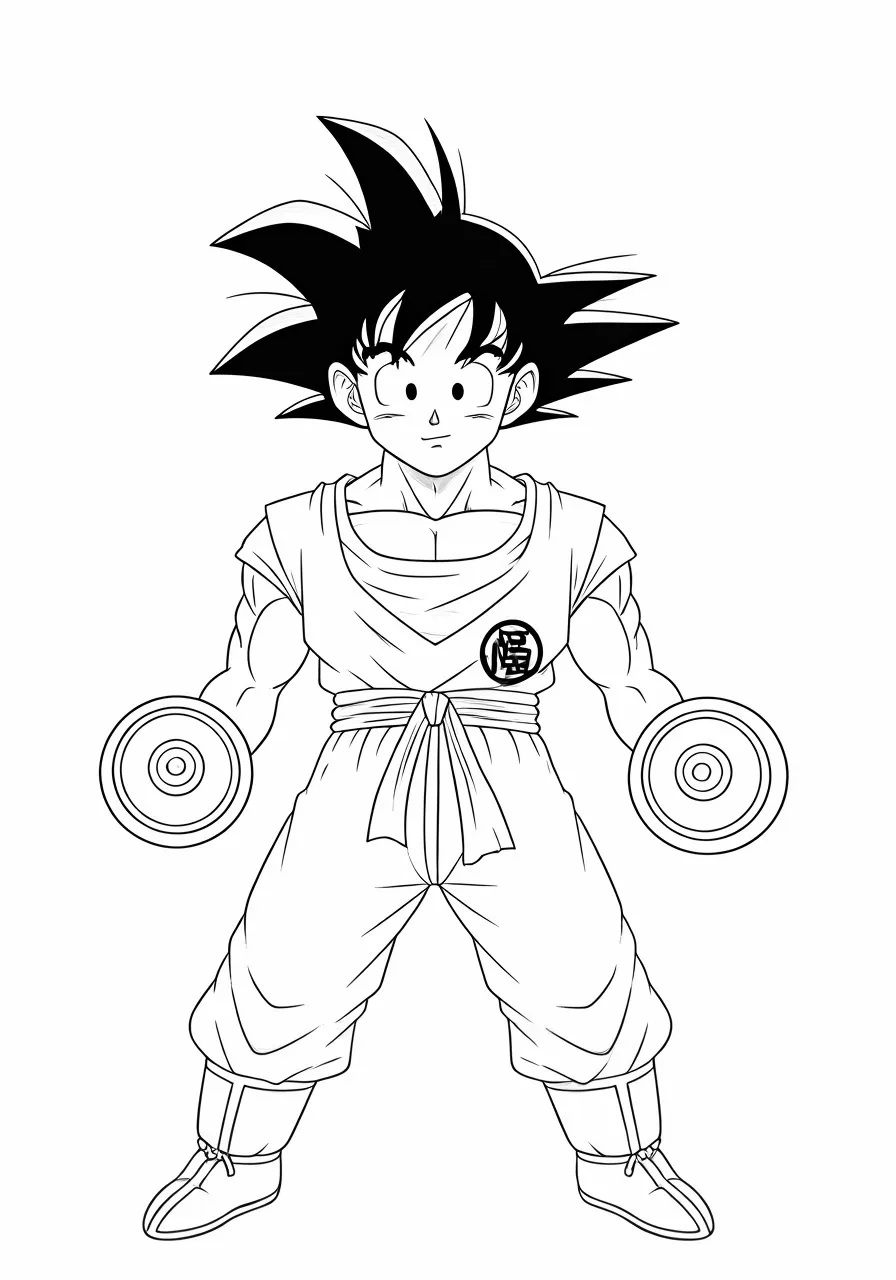 Goku from Dragon Ball Z lifting weights, dragon coloring pages - 2657