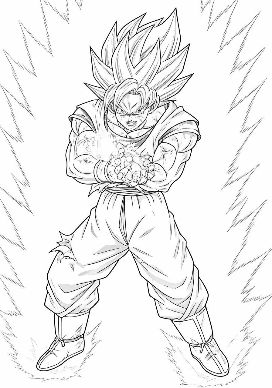 Goku charging a Kamehameha, dragon coloring pages - 2696