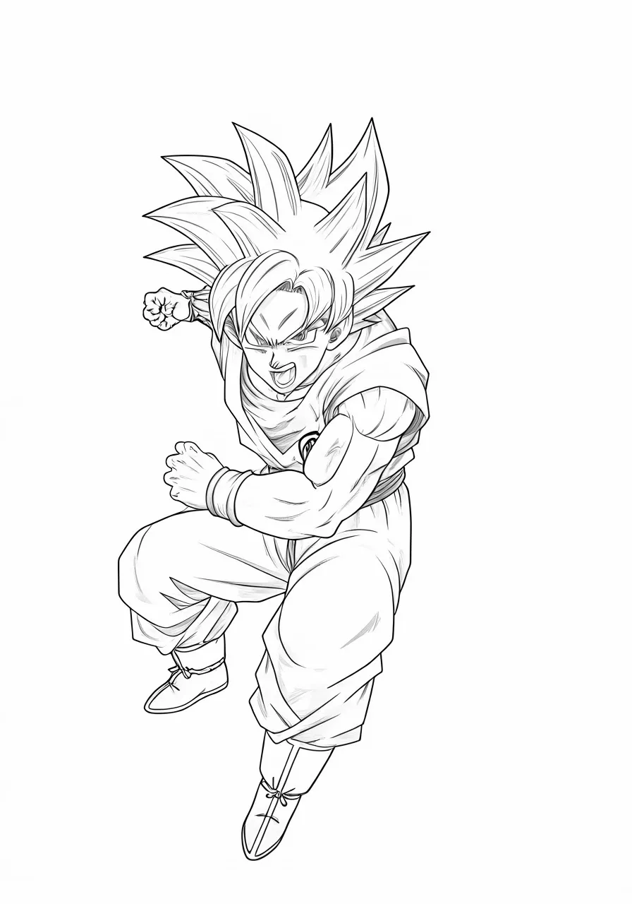 Goku from Dragon Ball Z in attack mode, dragon coloring pages - 2703