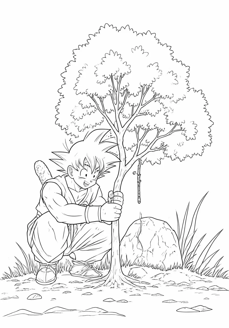 Goku planting a tree, dragon coloring pages - 2711