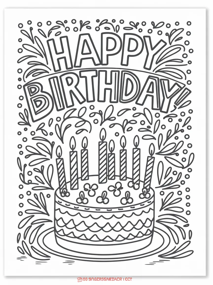 Feliz aniversario para colorir - 582 | ColoringPagesDesign