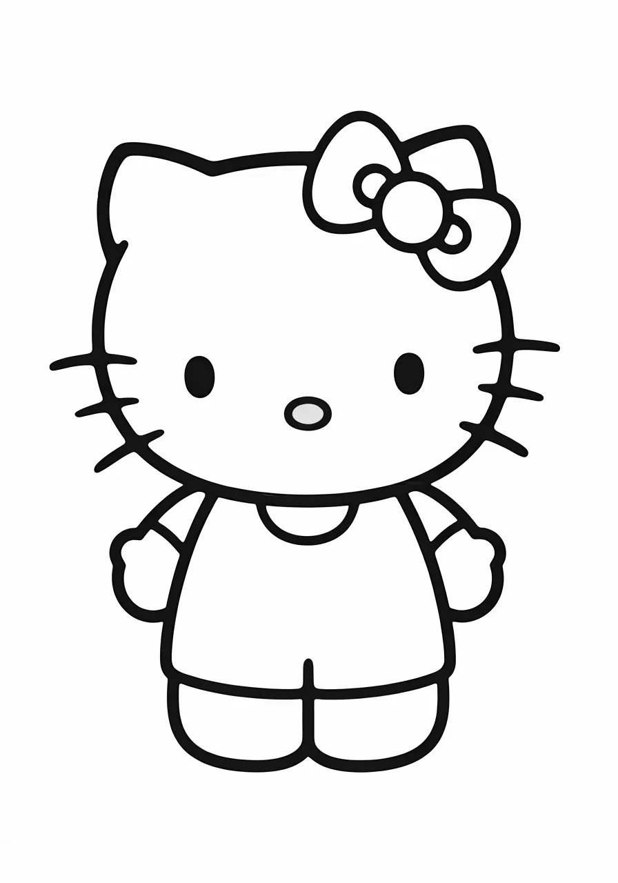 Hello Kitty with a bow on her head, kitty coloring pages - 2670