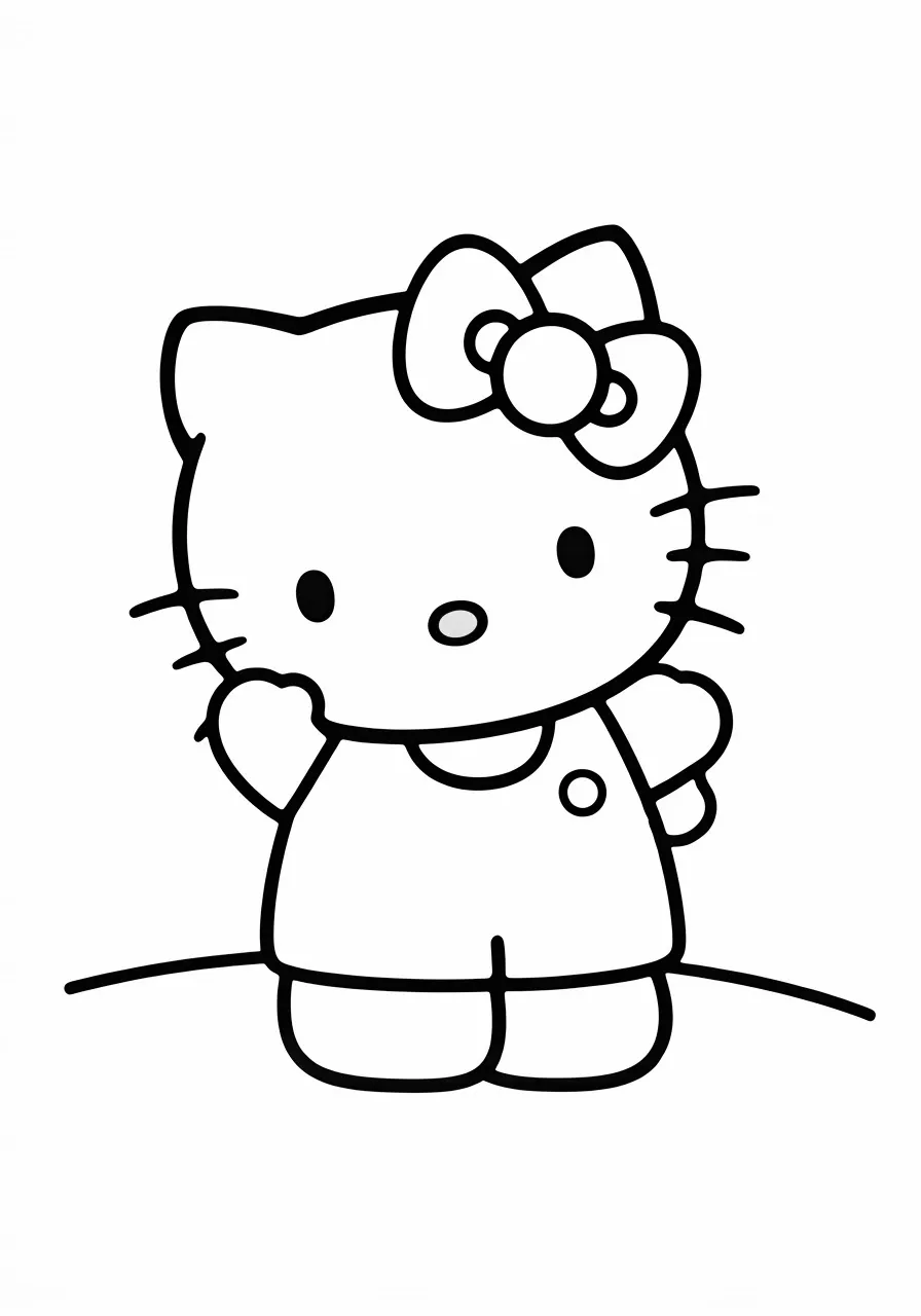 Hello Kitty with a bow on her head, kitty coloring pages - 2682