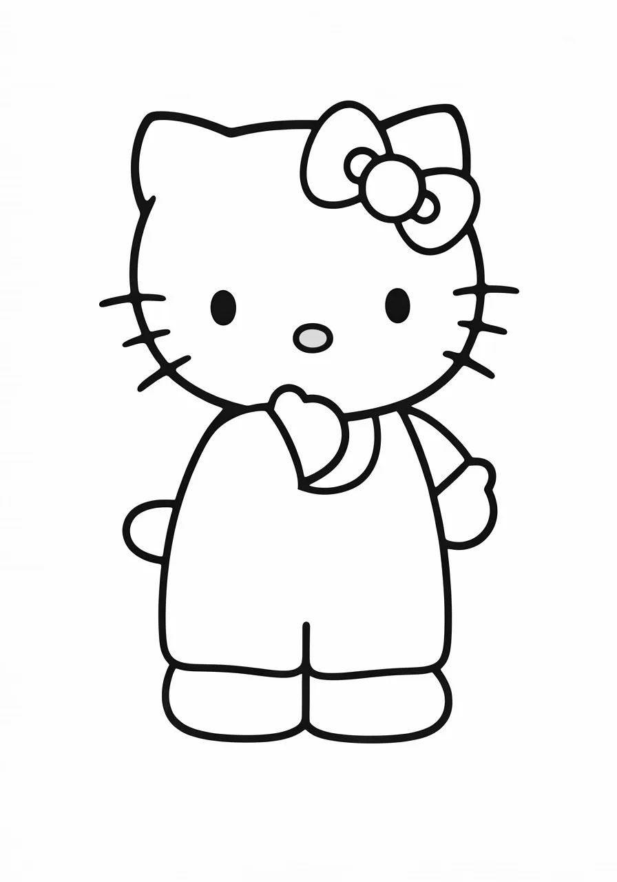 Hello Kitty with a bow on her head, kitty coloring pages - 2690