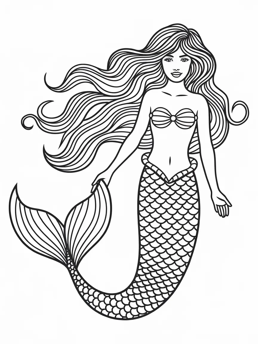 Mermaid coloring pages - 255 | ColoringPagesDesign