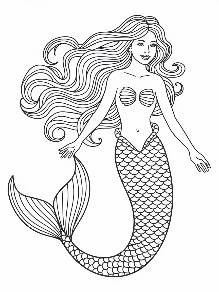 Mermaid coloring pages - 257 | ColoringPagesDesign