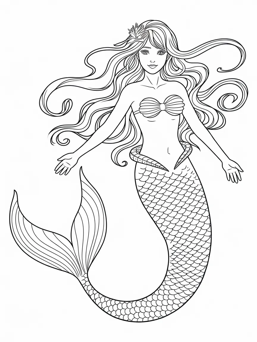 Mermaid coloring pages - 262 | ColoringPagesDesign