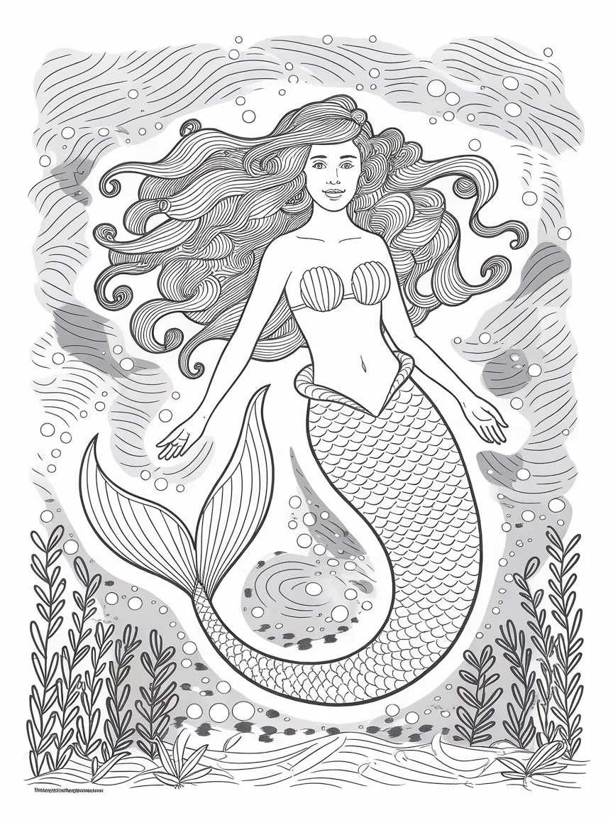 Mermaid coloring pages - 263 | ColoringPagesDesign