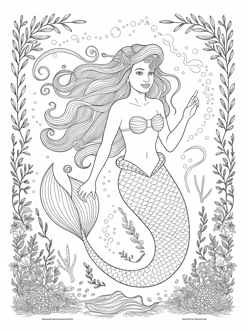 Mermaid coloring pages - 265 | ColoringPagesDesign