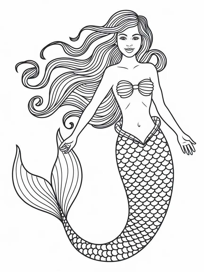 Mermaid coloring pages - 1346 | ColoringPagesDesign