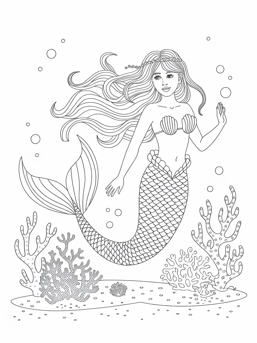 Mermaid coloring pages - 1347 | ColoringPagesDesign