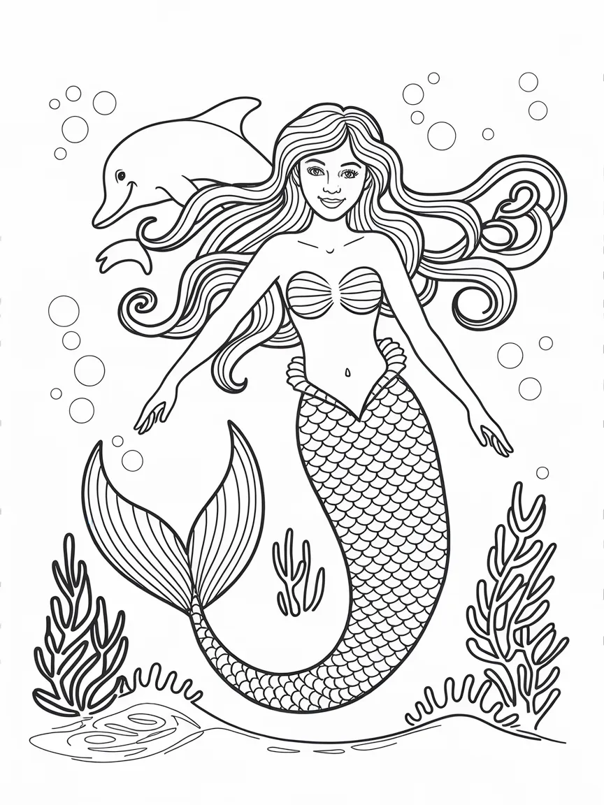 Mermaid coloring pages - 1348 | ColoringPagesDesign