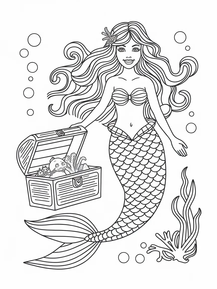 Mermaid coloring pages - 1349 | ColoringPagesDesign