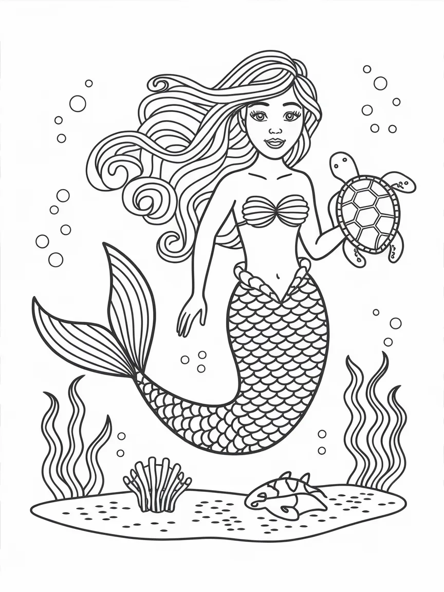 Mermaid coloring pages - 1350 | ColoringPagesDesign