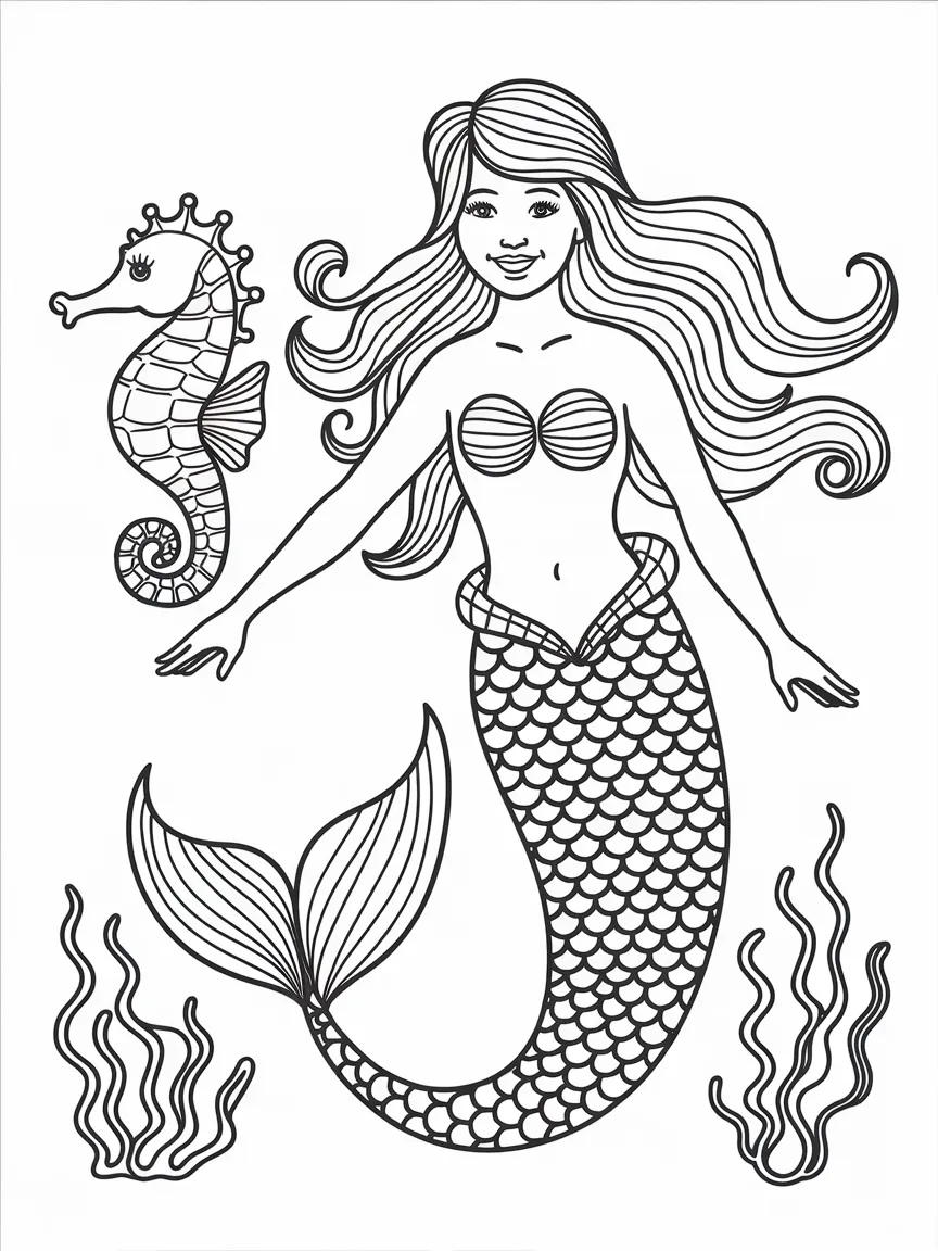 Mermaid coloring pages - 1352 | ColoringPagesDesign