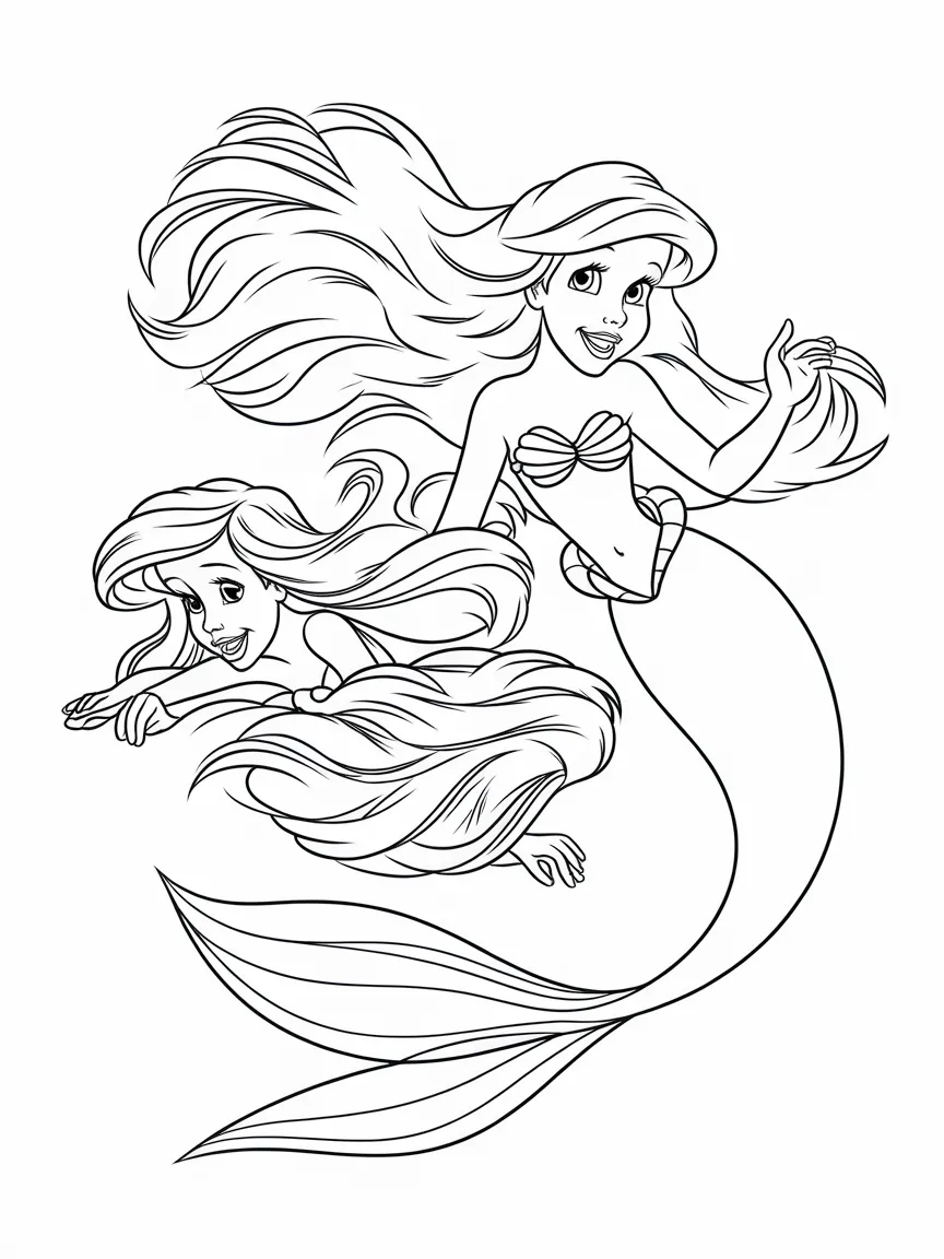 Little mermaid coloring pages - 2542 | ColoringPagesDesign