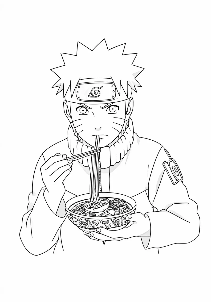 Naruto eating ramen, naruto coloring pages - 2749