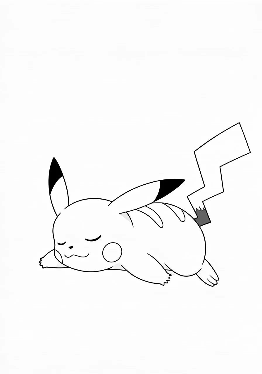 Pikachu sleeping, pikachu coloring pages - 2725