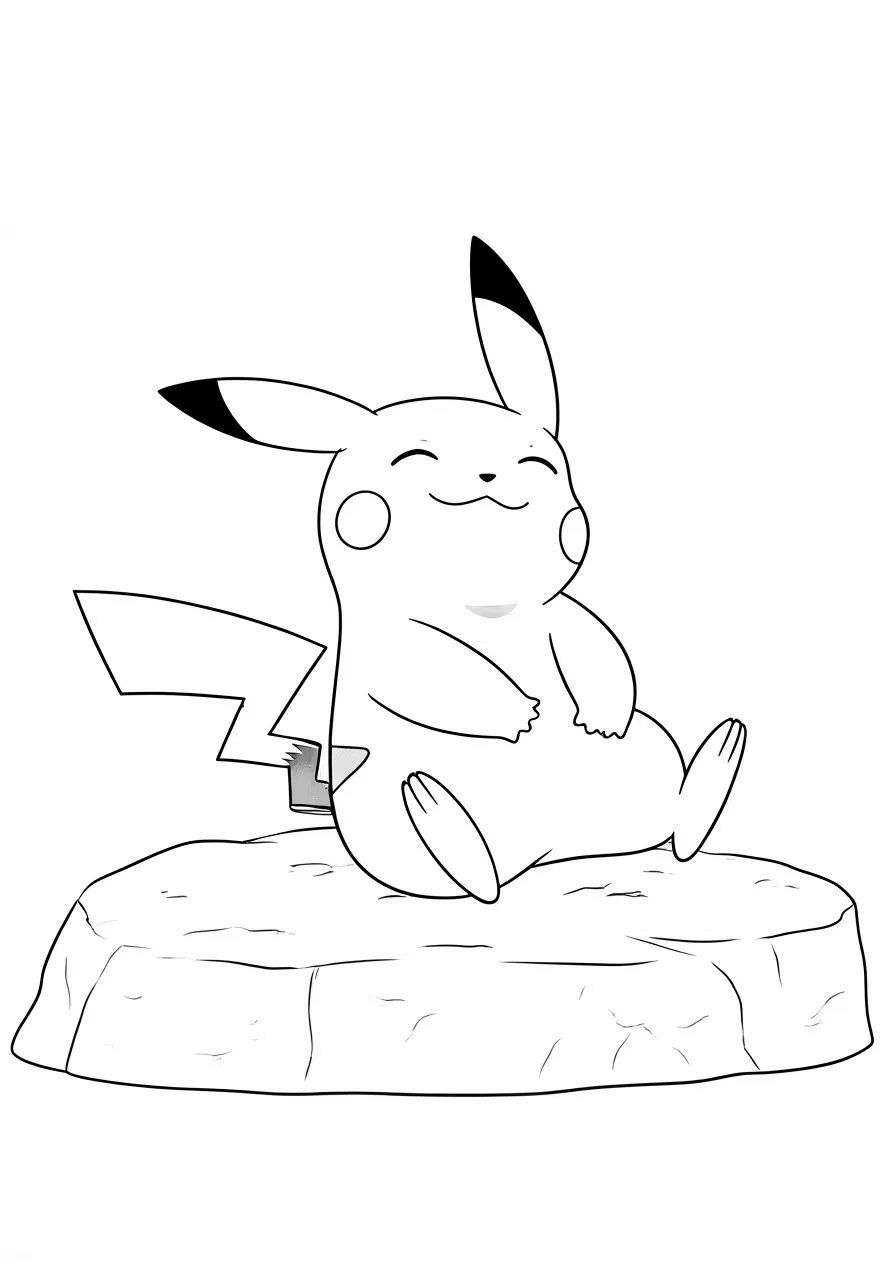 Pikachu relaxing on a rock, pikachu coloring pages - 2737