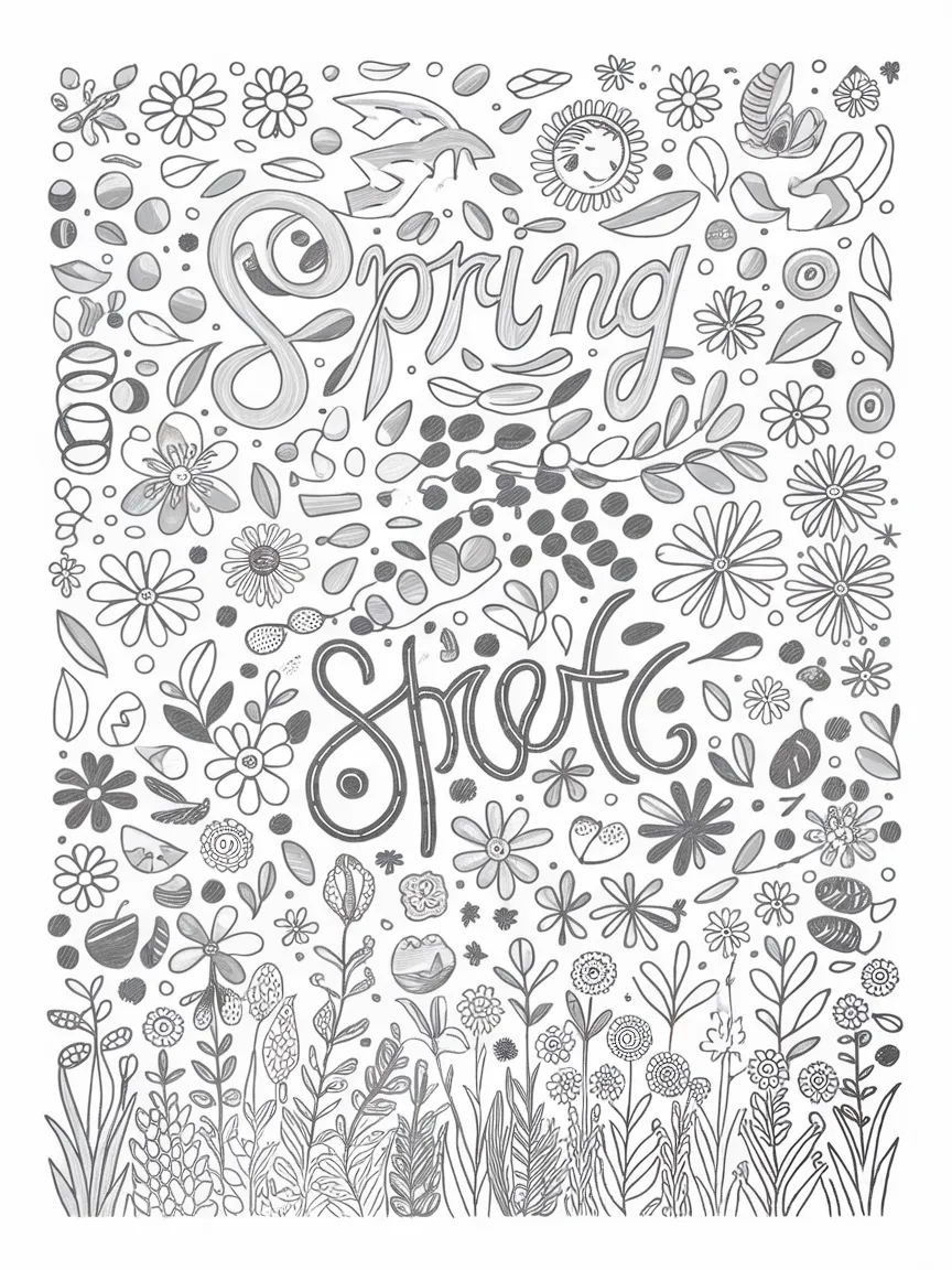 Primavera para colorir - 352 | ColoringPagesDesign